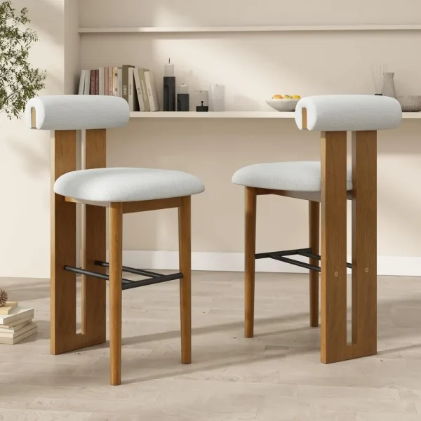 Set of 2 Upholstered Barstools