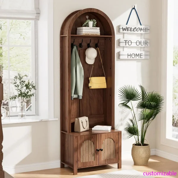 Coat Rack, Hall Tree with bench