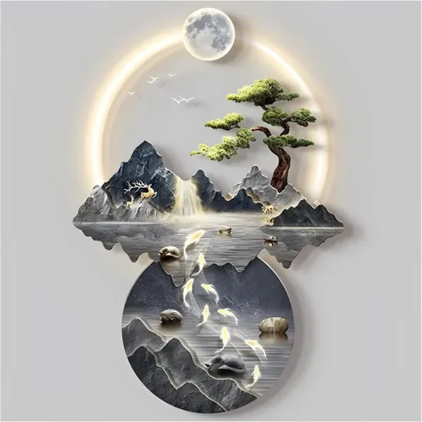 3D, Metal, Wall Art with LED Light, 31.5×25.6"